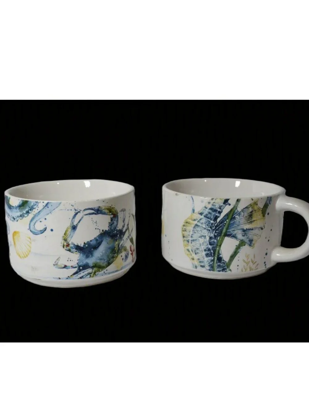 Pier 1 Imports Sea Life Mug Set With Rack Summer Decor Beach House Summer Rental
